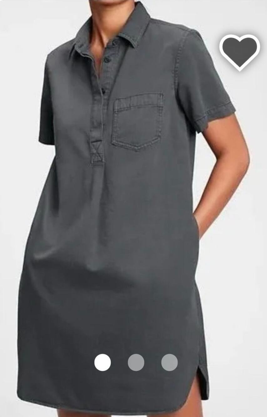 NWT Gap Lyocell Shirt Dress Charcoal Gray Utility XL Natural Minimalist Casual